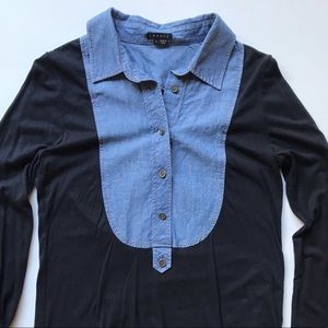 Theory Chambray and Cotton Blouse